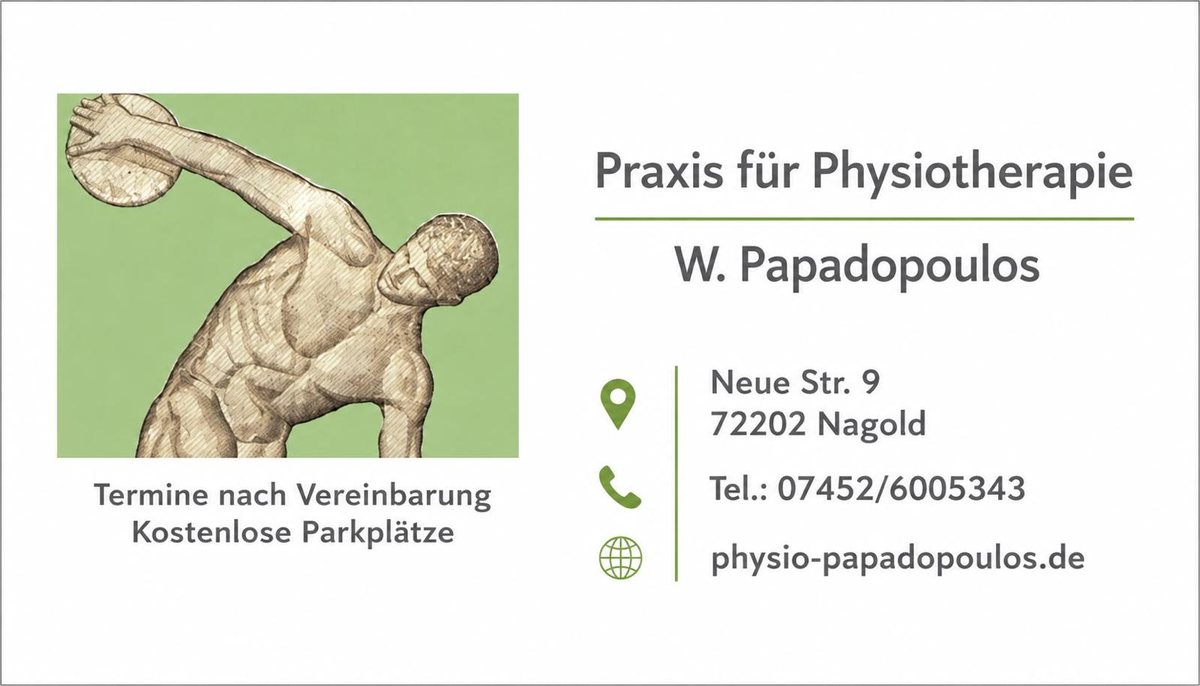 Praxis für Physiotherapie W. Papadopoulos, Neue Str. 9, 72202 Nagold